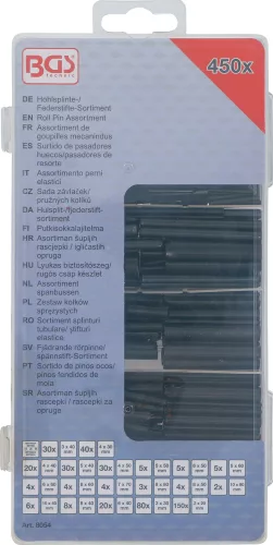 BGS lyukas biztosítószeg/rugós csap készlet 450 darabos
