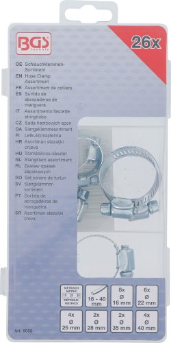 BGS tömlőbilincs-készlet Ø 16 - 40 mm 26 darabos