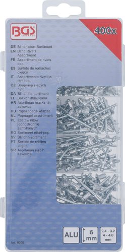 BGS popszegecs-készlet Aluminium 2,4 - 4,8 mm 400 darabos