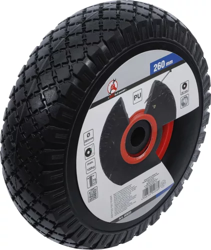 BGS kerék kézikocsihoz / talicskához PU, piros/fekete 260 mm