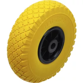 BGS kerék kézikocsihoz / talicskához PU, sárga/fekete 260 mm