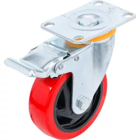 BGS vezetőgörgő fékezhető piros/fekete Ø 100 mm