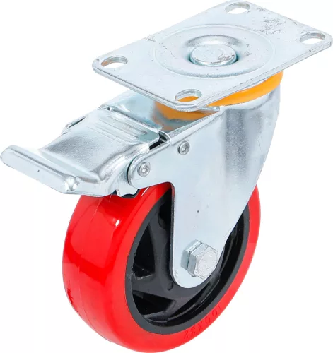 BGS vezetőgörgő fékezhető piros/fekete Ø 100 mm