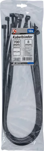 BGS kábelkötegelő-készlet fekete 8,0 - 700 mm 10 darabos