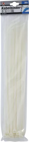 BGS kábelkötegelő-készlet fehér 8,0 x 400 mm 30 darabos