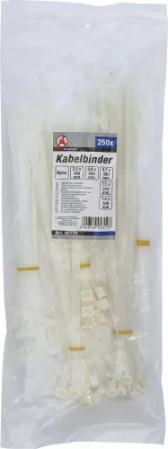 BGS kábelkötegelő-készlet fehér 100 - 300 mm 250 darabos