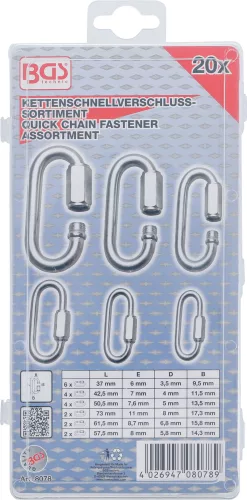 BGS csavaros karabiner készlet 20 darabos