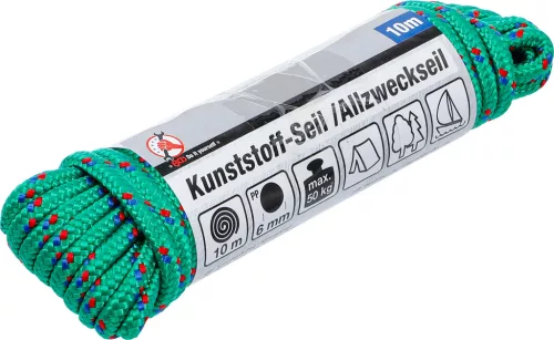 BGS műanyag kötél / univerzális kötél 6 mm x 10 m zöld