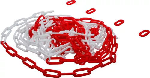 BGS lánckorlát piros / fehér 4 karabiner műanyag 7,5 m
