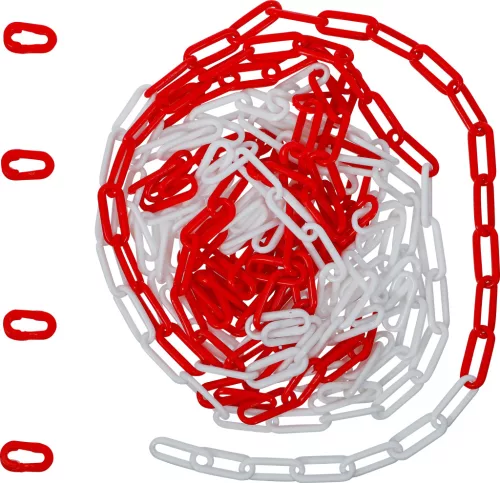 BGS lánckorlát piros / fehér 4 karabiner műanyag 7,5 m