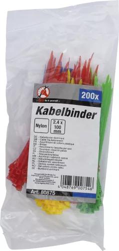 BGS kábelkötegelő-készlet színes 2,4 - 100 mm 200 darabos