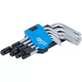 BGS derékszögű kulcs készlet rövid T-profil (Torx) T10 furattal - T50 9 darabos