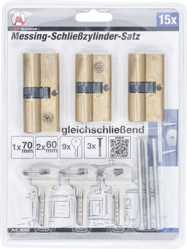 BGS sárgaréz zárbetét készlet egyforma kulcs 15 darabos