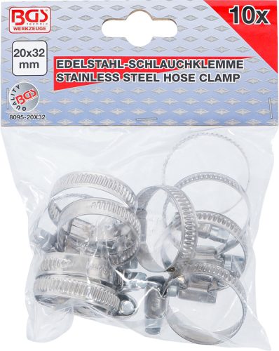 BGS tömlőbilincs INOX 20 x 32 mm 10 darabos