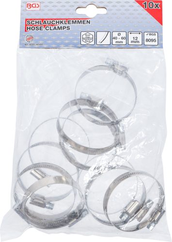 BGS tömlőbilincs INOX 40 x 60 mm 10 darabos
