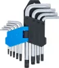 BGS derékszögű kulcs készlet rövid T-profil (Torx) T10 furattal - T50 9 darabos