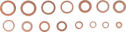 BGS tömítőgyűrű-készlet Vörösréz coll méretek Olajleeresztő csavarok 75 darabos