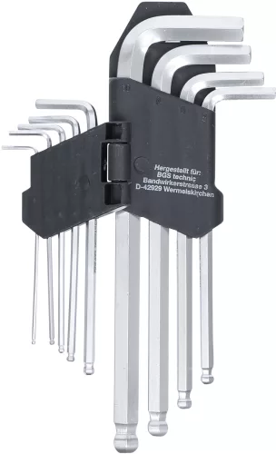 BGS derékszögű kulcs készlet belső hatszögletű / belső hatszögletű gömbfejes 1,5 - 10 mm 9 darabos
