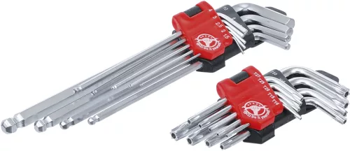 BGS derékszögű kulcskészlet hosszú t-profil (torx) T10-T50 / belső hatszögletű 1,5-10 mm 18 részes
