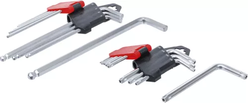 BGS derékszögű kulcskészlet hosszú t-profil (torx) T10-T50 / belső hatszögletű 1,5-10 mm 18 részes