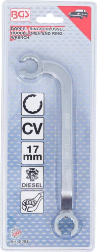 BGS csillagkulcs, nyitott Dízel befecskendező vezetékek 17 mm