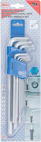 BGS speciális Belső hatszögletűkulcs-készlet Belső hatszögletű 1,5 - 10 mm 9 darabos