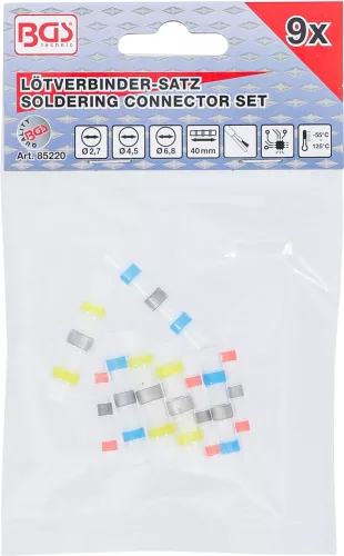 BGS forrasztható összekötő készlet zsugorhüvellyel 9 darabos