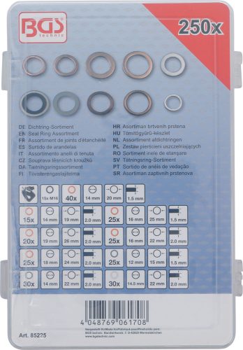 BGS tömítőgyűrű-készlet Vörösréz, Aluminium, Nejlon 250 darabos