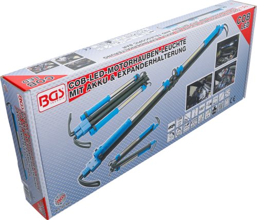 BGS akkus COB-LED-es motorháztetőre rögzíthető lámpa feszítőszerkezetes tartóval