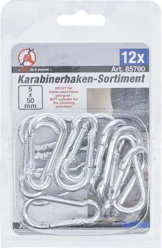 BGS karabiner készlet 5 x 50 mm 12 darabos