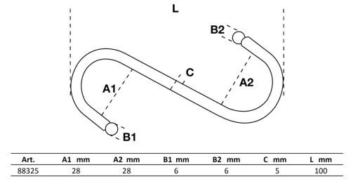 BGS s-kampó készlet 100 mm 5 darabos
