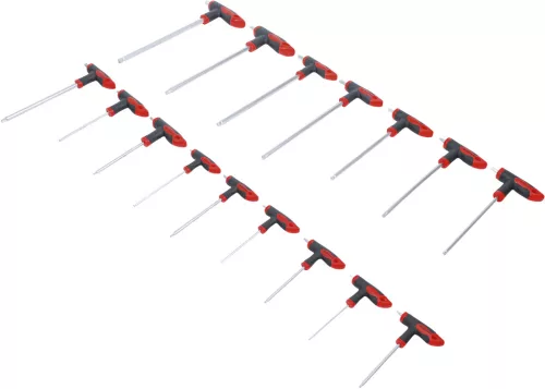 BGS T-fogantyúval csavarhúzó készlet oldalpengés belső hatszögletű T-profil (torx) 16 db