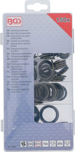 BGS tömítőgyűrű-készlet Fém gumi tömítőperemmel 150 darabos