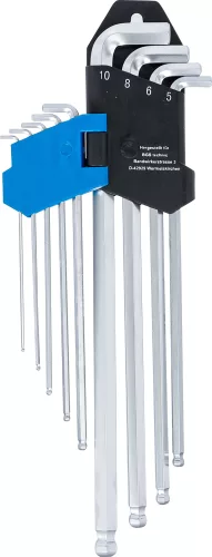 BGS derékszögű kulcskészlet extra hosszú/rövid, belső hatszögletű és gömbfejes 1,5–10 mm, 9 db