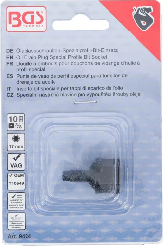 BGS speciális profilú behajtófej olajleeresztő csavarokhoz 10 mm (3/8") VAG