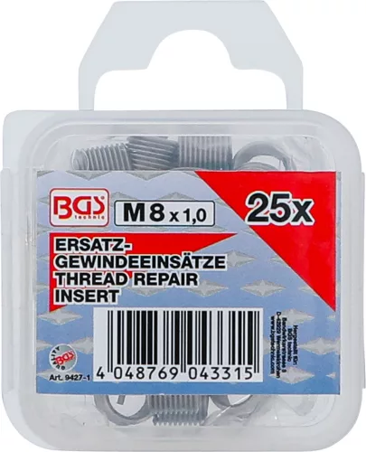 BGS tartalék menetes betétek M8 x 1,0 25 darabos