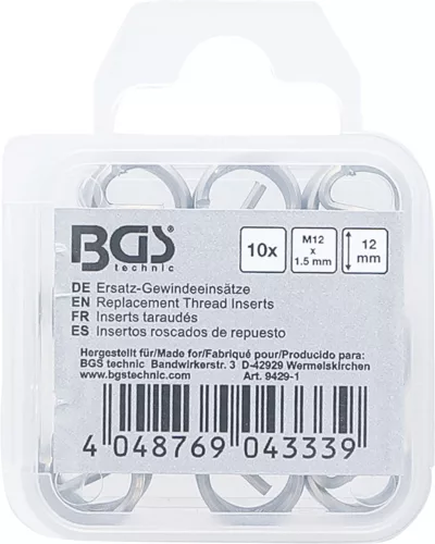 BGS tartalék menetes betétek M12 x 1,5 mm 10 darabos