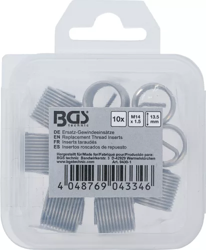 BGS tartalék menetes betétek M14 x 1,5 mm 10 darabos