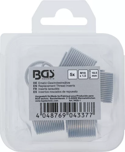 BGS tartalék menetes betétek M18 x 1,5 mm 5 darabos