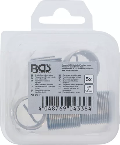 BGS tartalék menetes betétek M20 x 1,5 mm 5 darabos