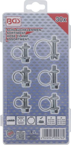 BGS tömlőbilincs-készlet Ø 6 - 16 mm 30 darabos
