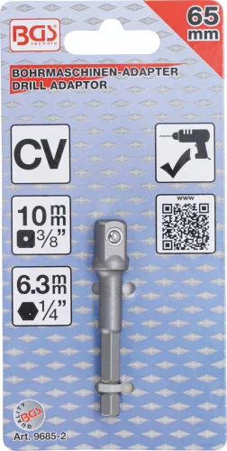BGS adapter fúrógépekhez külső hatszögletű hajtás 6,3 mm (1/4)/négyszögletű hajtószár 10 mm (3/8)