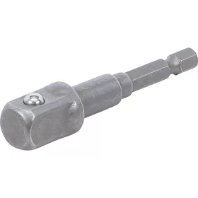 BGS adapter fúrógéphez: hatszögletű hajtás 6,3 mm (1/4") / négyszögletű hajtószár 12,5 mm (1/2")