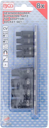 BGS menetfúró-befogó készlet 6,3 mm (1/4") / 10 mm (3/8") mágneses 8 darabos