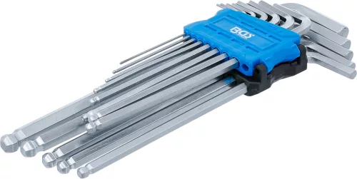 BGS derékszögű kulcs szett extrahosszú, belső hatszögletű/gömbfejes 1,5-10 mm, 13 db