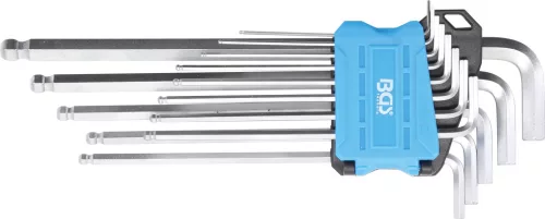 BGS derékszögű kulcskészlet extra hosszú coll belső hatszögletű és gömbfejes 0,05"-3/8" 13db