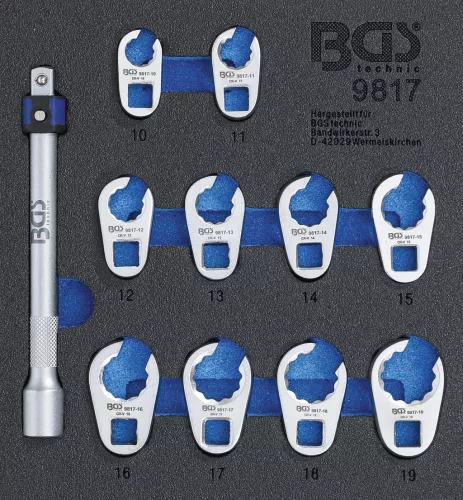 BGS műhelykocsi-betét 1/6: Hollanderkulcs készlet 10 mm (3/8") 10 - 19 mm 11 darabos