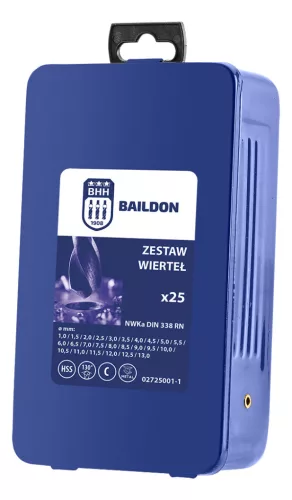 Baildon fúrókészlet acélhoz és öntöttvashoz 1,0-13,0 mm, csiszolt, HSS 25 részes