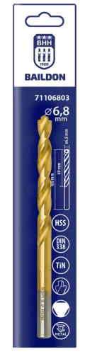 Baildon fém fúrószár 3 ágú 6,8 mm, HSS TiN (S), 109-69 mm