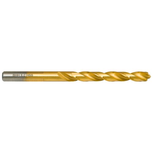 Baildon fém fúrószár 3 ágú 8 mm, HSS TiN (S), 117-75 mm